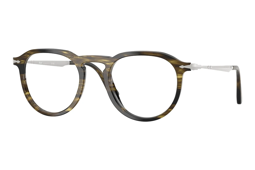 Persol PO3387V 1237 Striped Black & Olive Green Persol PO3387V 1237 Striped Black & Olive Green