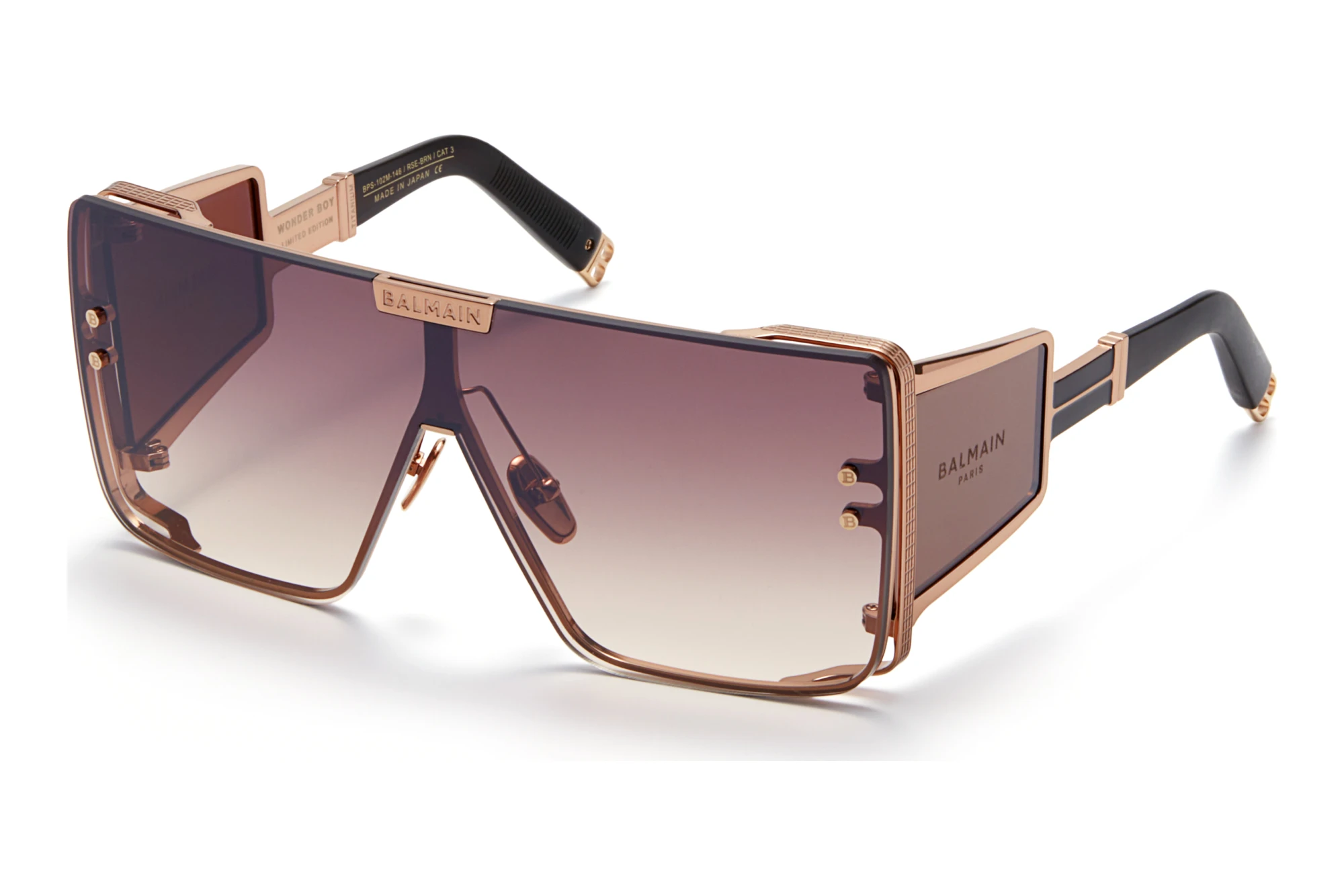 Balmain Paris BPS-102 M Chocolate Brown to Clear w Black Mirror Flash Lenses - ARRose Gold - Matte Crystal Brown w Balmain Paris BPS-102 M Chocolate Brown to Clear w Black Mirror Flash Lenses - ARRose Gold - Matte Crystal Brown w