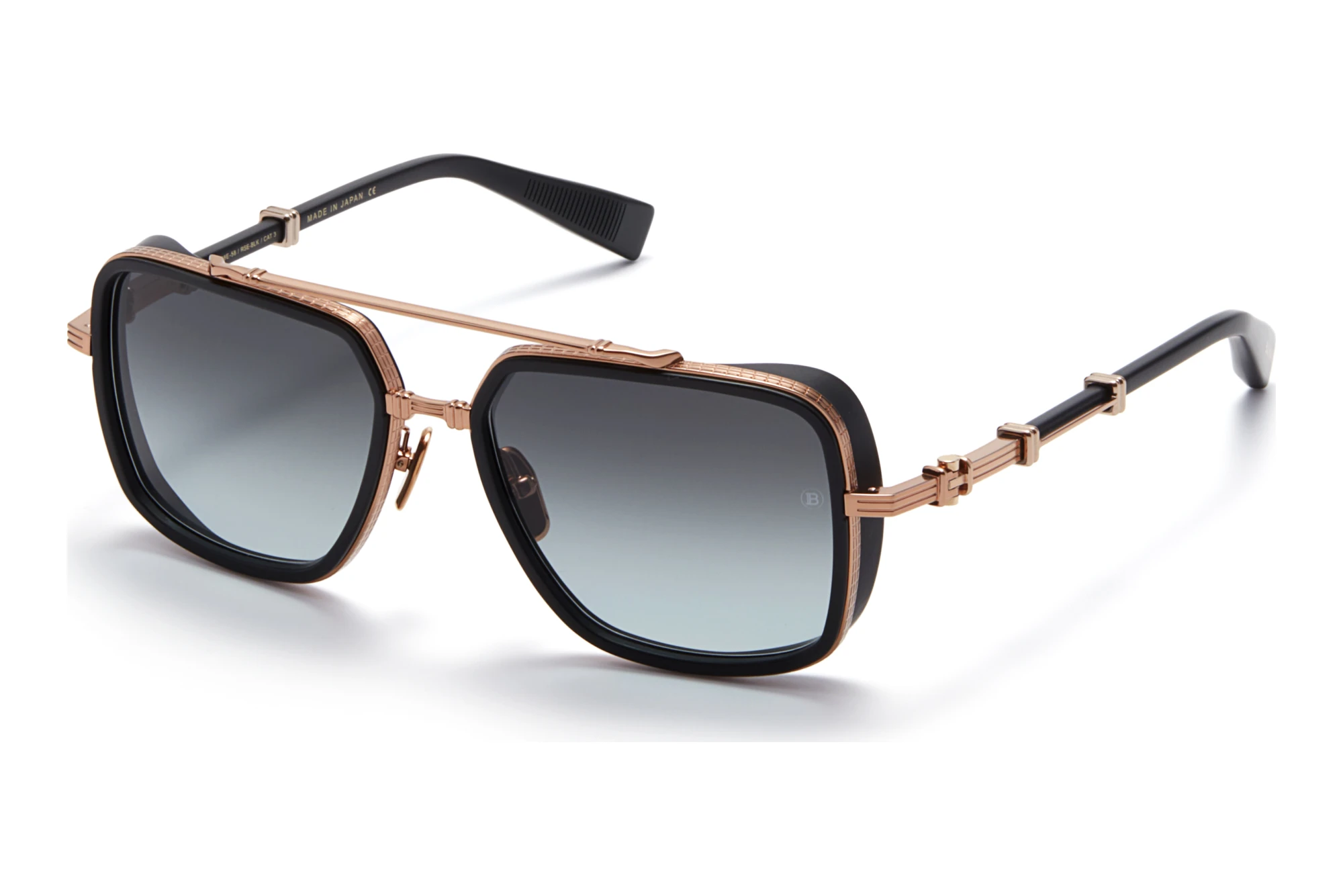 Balmain Paris BPS-108 E Dark Grey to Light Grey Lenses - ARRose Gold - Matte Black w Balmain Paris BPS-108 E Dark Grey to Light Grey Lenses - ARRose Gold - Matte Black w