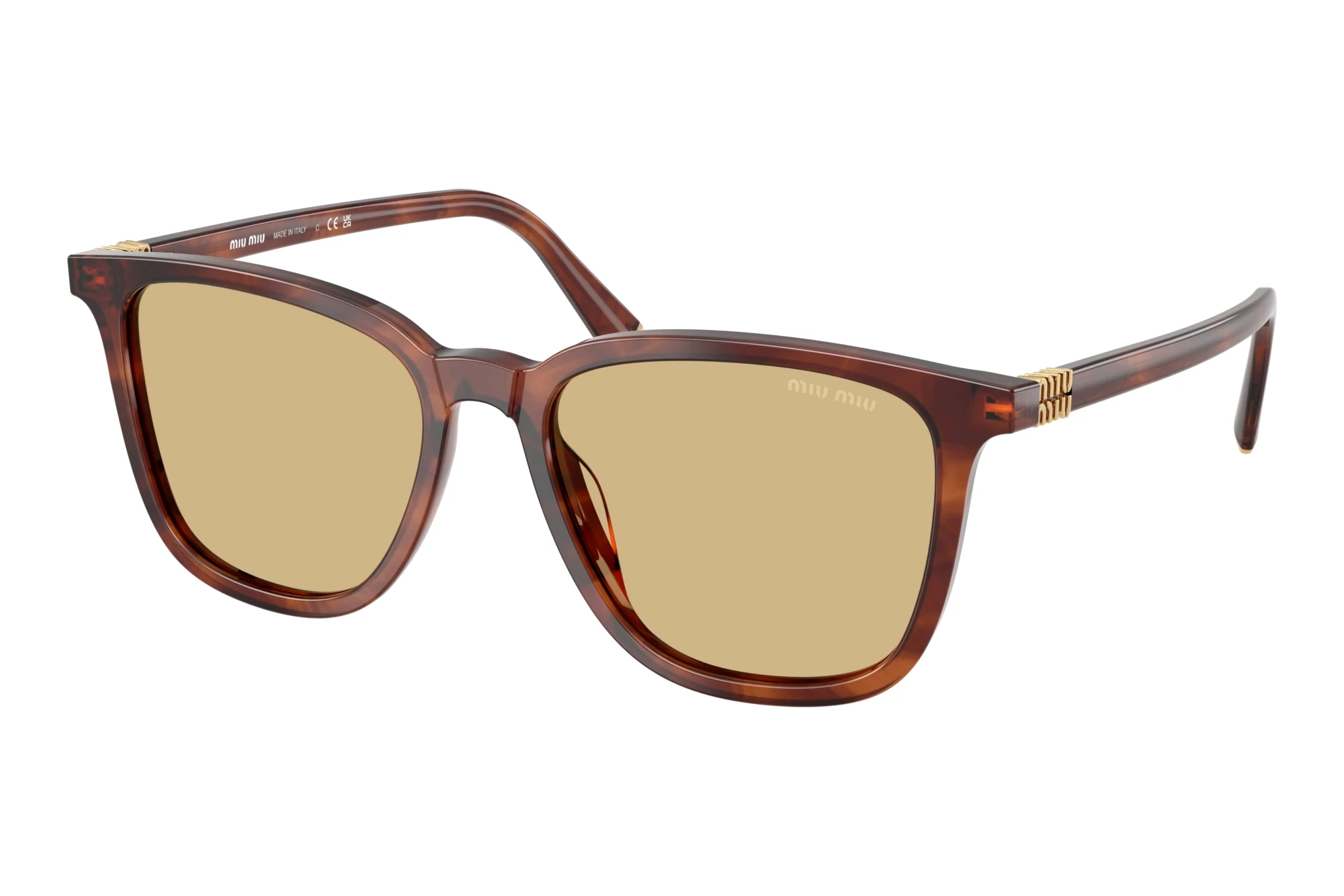 Miu Miu MU B03S 26E10R YellowStriped Tobacco Miu Miu MU B03S 26E10R YellowStriped Tobacco