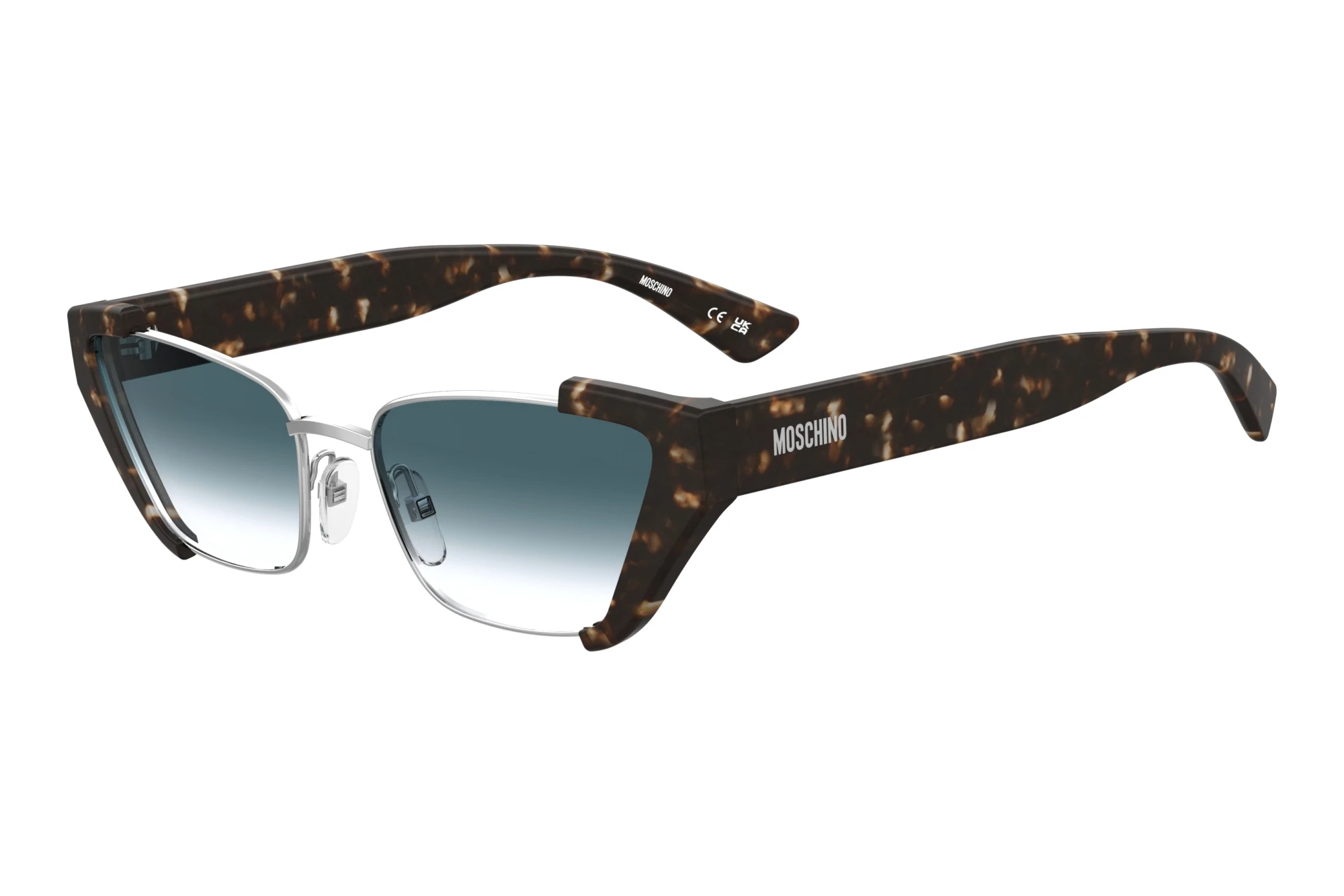 Moschino MOS205/S 45Z/08 DK BLUE SHADEDHAVANA SILVER Moschino MOS205/S 45Z/08 DK BLUE SHADEDHAVANA SILVER