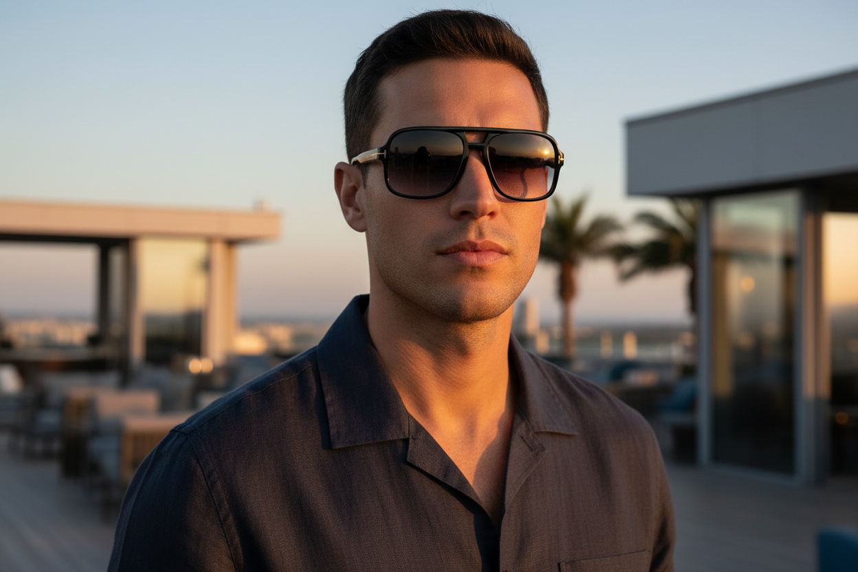Front view Tom Ford FALCONER-02 (FT0884 - 01B)