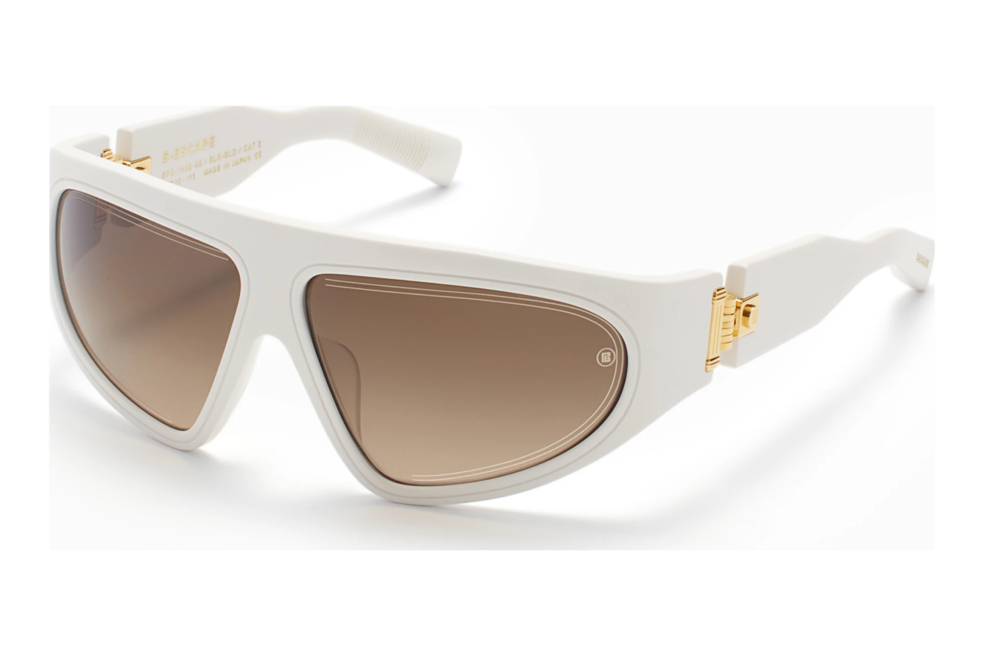 Balmain Paris   BPS-143 E Dark Brown to Light Brown Lenses - ARMatte White  - Yellow Gold w