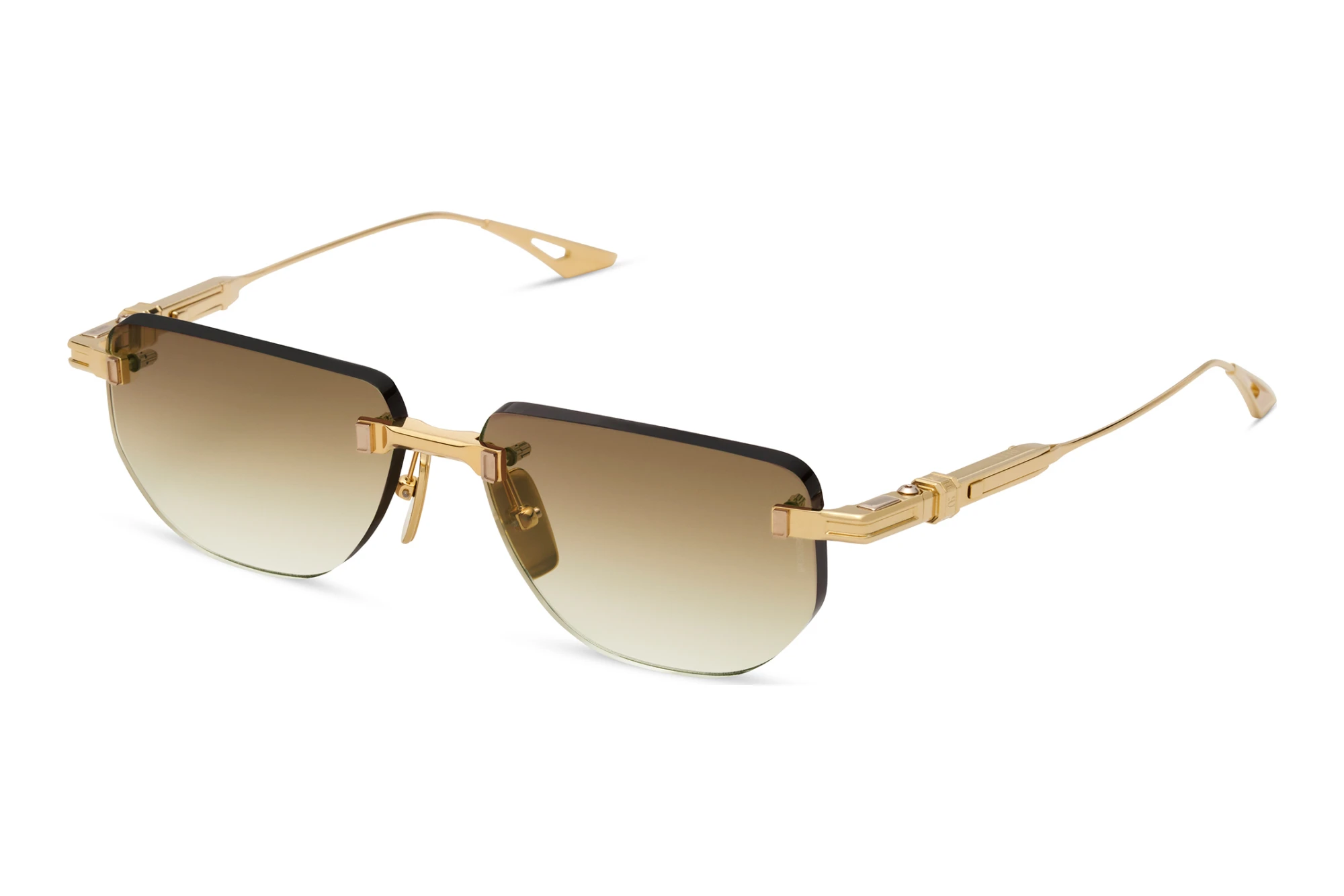 DITA-EPILUXURY   DES-022 02A DARK BROWN TO CLEAR GRADIENT - GREEN AR22K GOLD PLATED - WHITE GOLD