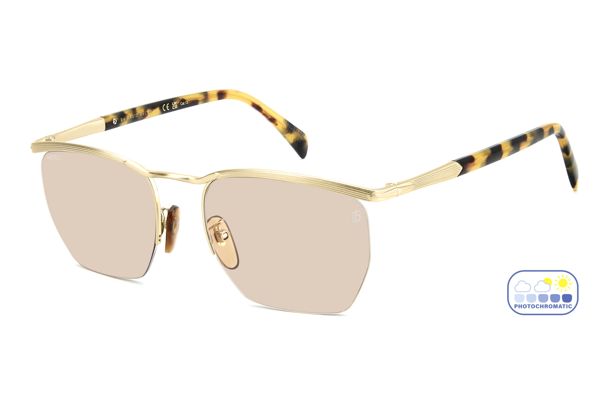 David Beckham   DB 1225/S HM2/63 PINK PHOTOCHROMATIC ANTIREFLEXGOLD HONEY HAVANA